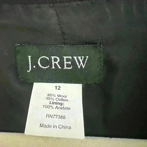 Wool Blend Black Oversized Blazer Snap Closure 12 j crew - Picture 3 of 6